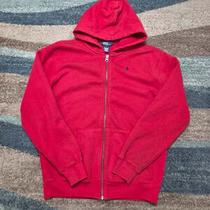 Polo Ralph Lauren Red Hoodie Zip Sweatshirt Youth Boys Large Red Youth